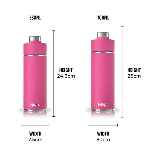 Ninja Thirsti Water Bottle and Flask 530 ML with Leak-Proof Lid, Designed for Carbonated, Hot & Cold Drinks, Ideal for Travel & Sports, Triple Insulated, Stainless Steel, Hot Pink, DW1801EUUKBP thumbnail 3
