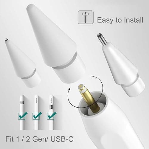 SIXFU Replacement Tips for Apple Pencil, Mix Precise Control Tips Set for Apple Pencil 2nd Generation/ 1st Gen/USB C Apple Pen Nibs(6 Pack) thumbnail 2