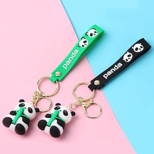 Ximimark 4 pcs Cute Bamboo Panda Keychain - Soft Rubber Pendant for Small Gifts and Hanging Ornaments thumbnail 7