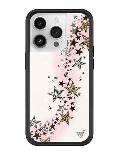 Wildflower Cases - Compatible with iPhone 14 Pro | Protective Black Bumper, 4ft Drop Test Certified, Women Owned Small Business | Stars Animal Leopard Zebra Print Trendy Cute | Collab - Katie Fang - Image 1
