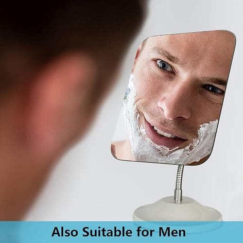 YEAKE Adjustable Flexible Gooseneck Makeup Mirror,360°Rotation Folding Portable Desk Vanity Mirror with Stand Shower Shaving Cosmetic Mirror Square thumbnail 6