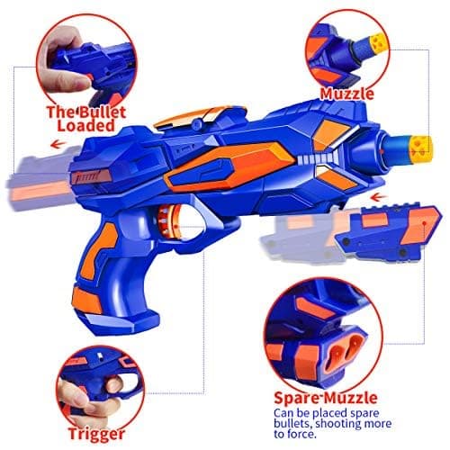 Wordot 2 Pack Guns Boys Toy-with 60 Soft Foam Darts Bullets& 2 Wrist Bands-Kids Hand Gun Toys Gifts Party Supplies for 3,4,5,6,7,8,9 Years Kids thumbnail 3