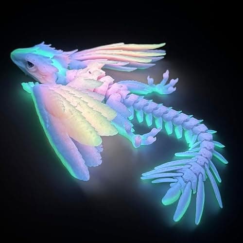 SGYYSG Feathered Wyvern Dragon,3D Printed Dragon, Articulated Dragon with Wings, 3D Printed Toys, Desktop Pet - Indulge in The Enchanting Realm of Dragons (Rainbow Noctilucent) - Image 1