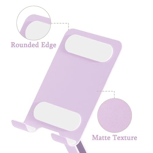 Adjustable Metal Phone Stand for Desk Foldable Phone Holder Lavender Purple | Macaron Colors • Matte Metal Finish • Premium Carbon Steel • 360° Rotating • Adjustable Height & Angle • Anti-Slip Pads thumbnail 6
