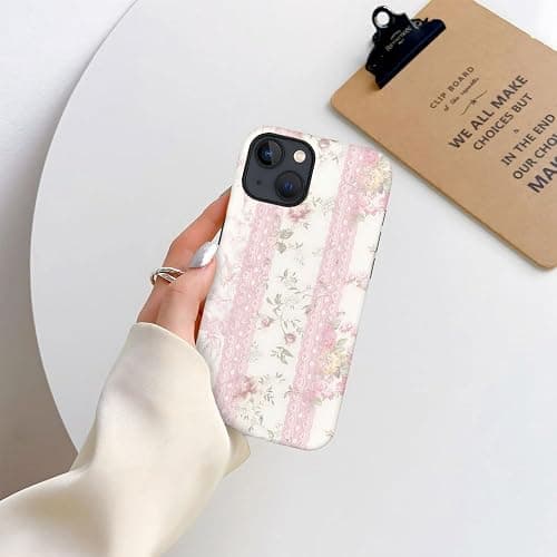 Case for iPhone 15,Fits Frosted Case Design for Girl Women,Floral with Lace Vintage thumbnail 5