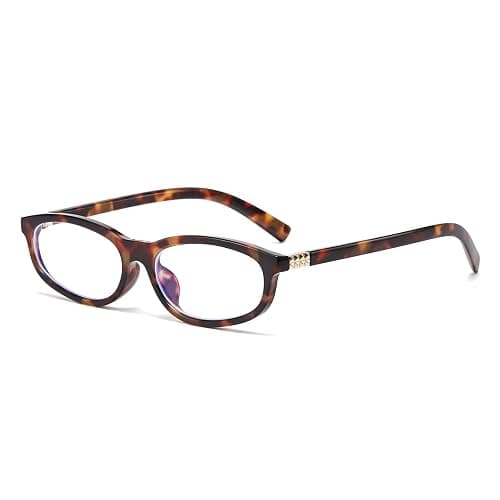 LJCZKA Lunettes Lumiere Bleue Ovale Femme Homme Petite Lunette Monture Rectangulaire Lunettes Annee 90 Anti-Fatigue pour Jeux, Texing et Lecture - Image 1