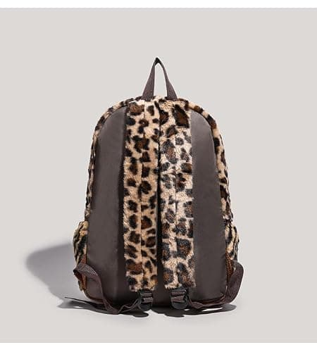HOKMAH Fashion Backpack y2k Purse Backpack, Cute Fuzzy Daypack Grunge Alt Emo Shoulder Bag Cheetah Chic Coquette Harajuku Bag (leopard print) thumbnail 9