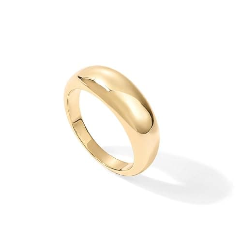 PAVOI 14K Gold Plated Chunky Dome Ring |Puffy Dome Stackable Rings | Chunky Signet Ring for Women - Image 1