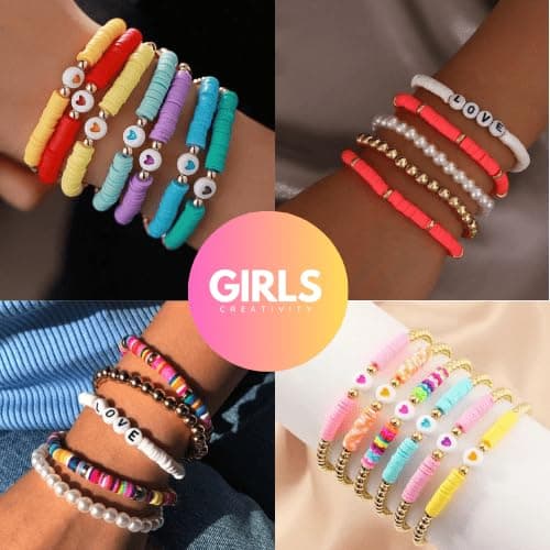GIRLS CREATIVITY 13200 Pcs 3 Box Bead Kits for Girls Polymer Clay Beads Bracelet Making Kit for Girls 6-15 Years, 84 Colors Beading Kit Jewelry Making Kit Bracelet Kit for Kids Jewellery Box thumbnail 3