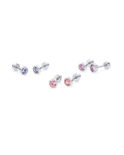 PAVOI 14K Gold Plated 925 Sterling Silver Post Colored Cubic Zirconia Flatback Earrings for Women | Small Cartilage Stud Earring | Helix Piercing Jewelry thumbnail 3