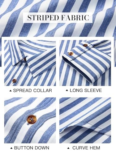 Cicy Bell Womens Oversized Striped Button Down Shirts Boyfriend Long Sleeve Collared Work Blouses Black thumbnail 6