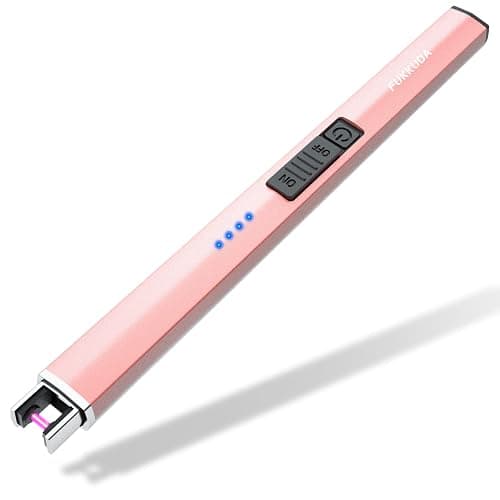 FUKKUDA Electric Candle Lighter with Safety Switch - USB Rechargeable Windproof & Flameless Plasma Arc Lighter for Easter Basket Stuffers (Rose Gold) - Image 1