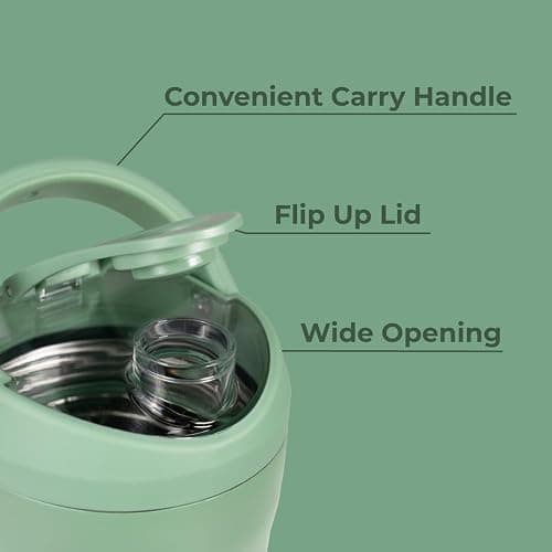 HydroJug 24 oz New Stainless Steel Shaker – Insulated, Leakproof, BPA-Free with Silent Mixing Grate – No Clumps, No Noise – Premium Shaker for Fitness, Sports & Everyday Use, Sage thumbnail 4