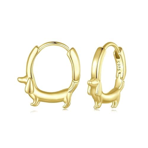 RUKYF Gold Plated Star,Koi Fish & Dachshund Hoop Earrings - Cute Animal Huggie Earrings for Women - Hypoallergenic, Dainty & Lightweight - Gift for Pet Loves - Image 1