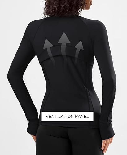 Waitfairy Zip Up Jackets for Women Yoga Gym Top Running Workout Jackets for Woman Track Jacket Women with Thumb Holes thumbnail 4