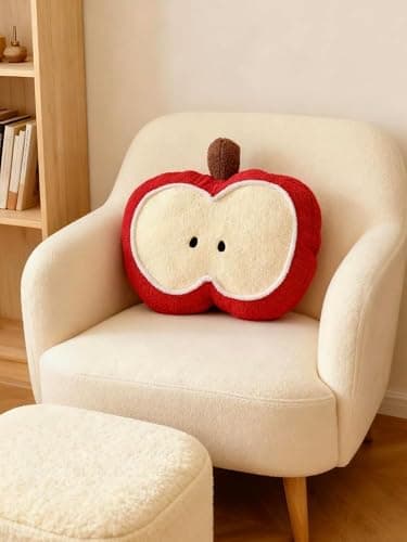 YISLEND Apple Shaped Throw Pillow, Cute Soft Fruit Decorative Sofa Cushion for Bed Couch, Hoom Decor Pillow Cushion for Chair Sofa Living Room (Red, 11.8") thumbnail 2