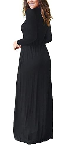 MISFAY Women's Long Sleeve Loose Plain Maxi Dresses Casual Long Dresses Pocket thumbnail 5