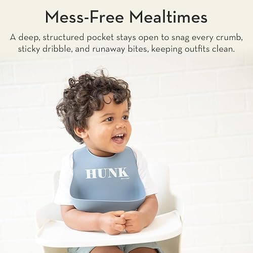 Baby Bib for Eating by Bella Tunno, Waterproof Silicone Bib with Large Food Catcher, Adjustable Fit for Babies 4-12 months & Toddlers 1-3 Years, Boys & Girls, Cheeks For Weeks thumbnail 3