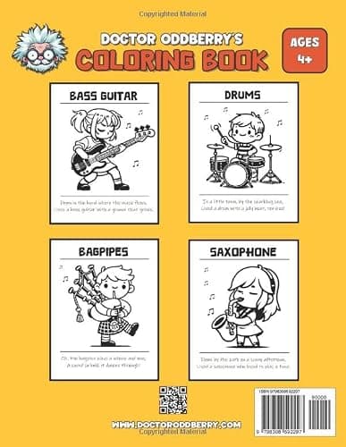 Doctor Oddberry's Coloring Book - Music: Colorful and Amazing Music Instruments with Nursery Rhymes thumbnail 2
