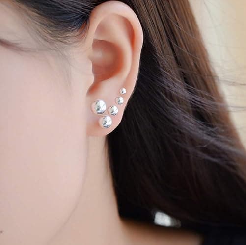 925 Sterling Silver Stud Earrings for Women, Sterling Silver Earrings Tiny Stud Earrings for Multiple Piercings 5 Pairs Different Sizes Silver Stud Earrings Set 2mm 3mm 4mm 5mm 6mm thumbnail 3