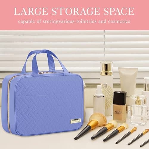 HOTOR Travel Toiletry Bag - Hanging Toiletry Bag for Women & Men, Makeup Bag/Big Comparment, Waterproof for Travel Accessories, Travel Essentials, Medium, Aegean-Blue thumbnail 2
