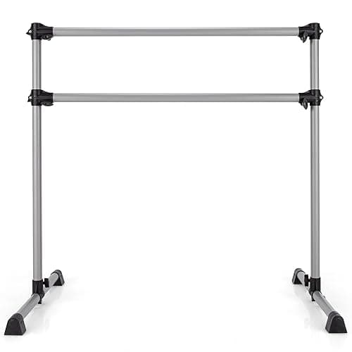Goplus Double Ballet Barre Bar, Portable 4 FT Freestanding Dancing Bar w/ 7” - 46” Adjustable Height, Barre Exercise Equipment Bar for Home School Gym, Ballet Bar for Kids & Adults thumbnail 8