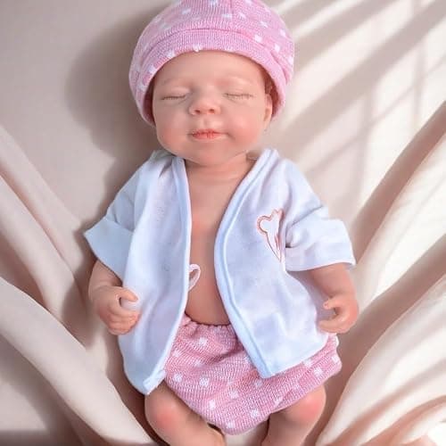 Yokyyi Lifelike Full Body Reborn Baby Doll, 13 Inch Pascale Sleeping Girl in Pink Dress, Perfect for Christmas Presents thumbnail 6