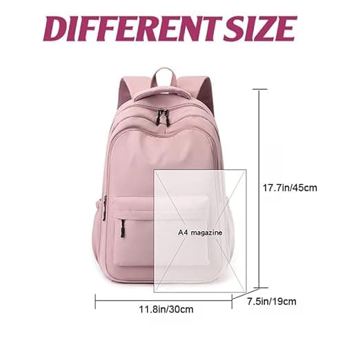 School Bags for Girls, Lightweight Backpack School Bags for Girls Secondary School, Waterproof Rucksack Aesthetic School Backpacks Casual Daypack for Kids, Women, Men, College Travel Work Bag - Black thumbnail 7