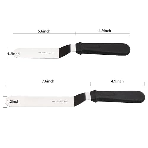 PUCKWAY Angled Icing Spatula, Stainless Steel Offset Spatula, Cake Spatula Set of 2 Black 6, 8 inch Blade thumbnail 3