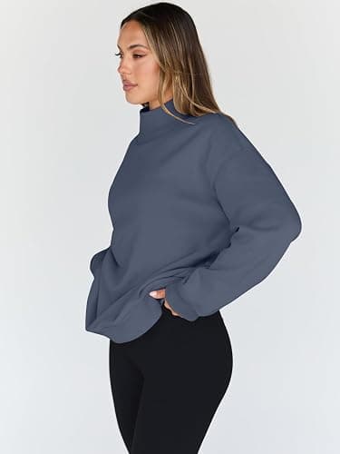Trendy Queen Womens Oversized Sweatshirts Turtleneck Pullover Long Sleeve Hoodies Tops Fall Fashion Outfits 2025 Clothes thumbnail 3