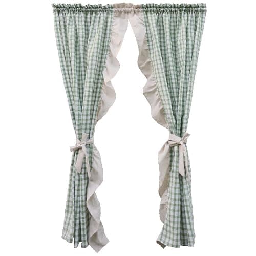 izielad 2PCS Disque Rideaux Rideau Court Motif Vichy À Carreaux, Rideau Disque Rideaux De Petite Fenêtre De Style Campagne Rideaux De Bistrot avec Plaid Vert LxH 70x90cmx2pcs thumbnail 5