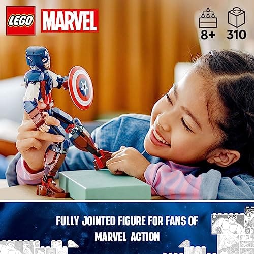LEGO Marvel Captain America Construction Figure 76258 Buildable Marvel Action Figure, Posable Marvel Collectible with Attachable Shield for Play and Display, Avengers Toy for Boys and Girls Ages 8-12 thumbnail 2