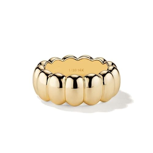 NOKMIT Chunky Gold Statement Rings for Women 14K Gold Silver Tone Cute Puffy Dome Croissant Thumb Band High Polished Smooth Comfort Fit Size 5-10 - Image 1