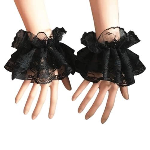 Oilmal Fake Sleeves, Women Fake Hand Sleeves Wrist Cuffs Ruffled Floral Lace Elastic Bracelet Steampunk Wedding Party Prom Clothing thumbnail 6