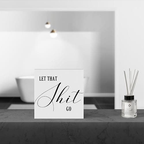 Funny Rustic Bathroom Decor - Wooden Box Sign Humor for Restroom Shelf, Half Farmhouse Style Toilet Sign for Guests - Tabletop or Countertop thumbnail 5
