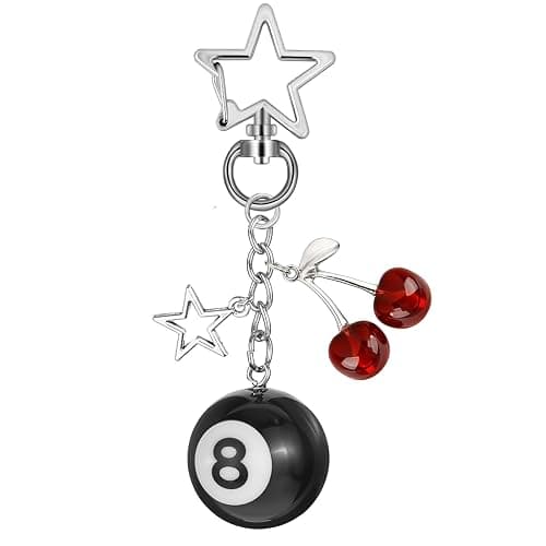 Agamino 8 Ball Keychain, Aesthetic Keychain Bag Charms with Key Ring Decor for Bag, Purse, Car Keys, Handbags - Image 1