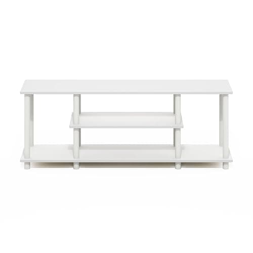 Furinno Turn-N-Tube TV Stand, 3-Tier Open Frame Rectangular Entertainment Center with Storage Shelf, TV Console for TV up to 50 Inch, Toolless Assembly, for Living Room, Bedroom, White thumbnail 6
