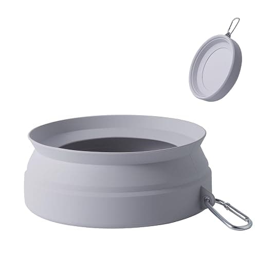 SLSON Spill Proof Dog Water Bowl for Cars,Collapsible No Splash Dog Travel Bowls Integrated Molding Portable Pet Bowl for Vehicle Road Trip Truck,RV,SUV,Boat Accessories (Cold Grey) - Image 1