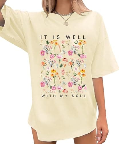 Christian Faith Tshirt Oversized Jesus Shirts for Women Trust in The Lord Saying Tee Tops - Image 1
