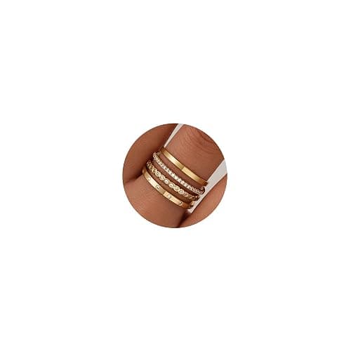 iF YOU Gold Rings for Women Non Tarnish, Trendy 14K Gold Plated Jewelry for Women Dainty Stackable Cubic Zirconia Knuckle Ring Set Statement Chunky Stacking Band Rings Size 5 6 7 8 9 - Image 1