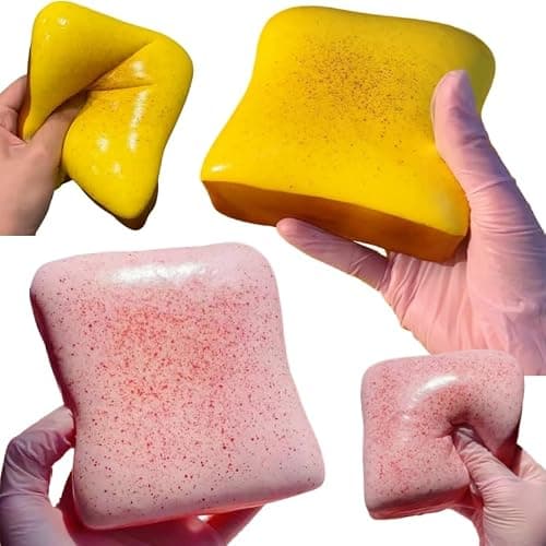 SUISUILE 2Pcs Sticky Butter Bread Squishy Toys, Ultra-Soft Toast Slow Rising Squishy, Realistic Toast Shape Squeeze Toy, Cute Food Squishies for Stress Relief Desk Decor - Image 1