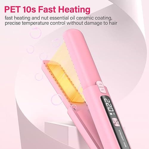 Cordless Hair Straightener and Curler 2 in 1 Mini Lightweight and Small USB Rechargeable with 4500mAh Battery 10s Fast Heating Portable Ceramic Flat Iron for Travel (Pink) thumbnail 7