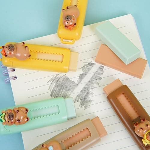 1Pcs Capybara Retractable Erasers, Cute Rubber Push-Pull Eraser, Pencil Erasers for Students Capybara Lovers School Office Supply Stationery (Random Color) thumbnail 5