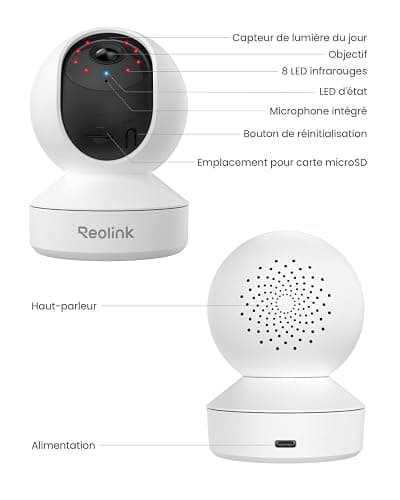 Reolink 4MP Interieur Caméra Surveillance WiFi – Vue à 360°, Suivi Automatique, Détection IA (Personne/Animal/Pleurs), Audio Bidirectionnel, Vision Nocturne, Mode Privé, sans Abonnement – ​​E1 thumbnail 9