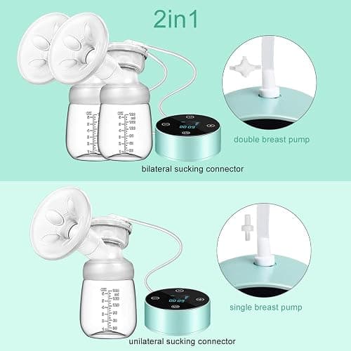 PiAEK Breast Pump, Electric Breastfeeding Pump 3 Modes 10 Levels Dual Rechargeable Nursing Double Breast Milk Pump Massage with Touchscreen LED BPA Free thumbnail 2