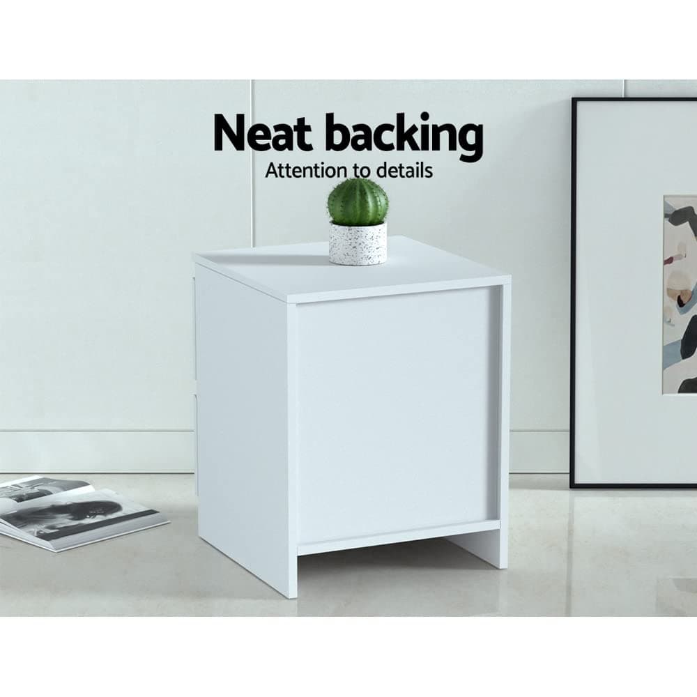 Artiss Bedside Table with 2 Drawers, White Bed Side Tables Storage Small Narrow Desk Chest of Drawer, Lamp Stand Nightstand Cabinet, Bedroom Living Room Home Furniture thumbnail 2