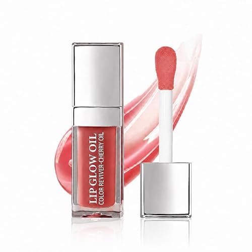 GECOMO Hydrating Lip Glow Oil, Lip Oil Gloss Transparent Toot Tinted Nourishing Long Lasting Repairing Lightening Lip Lines (ROSEWOOD) 0.2 OZ - Image 1