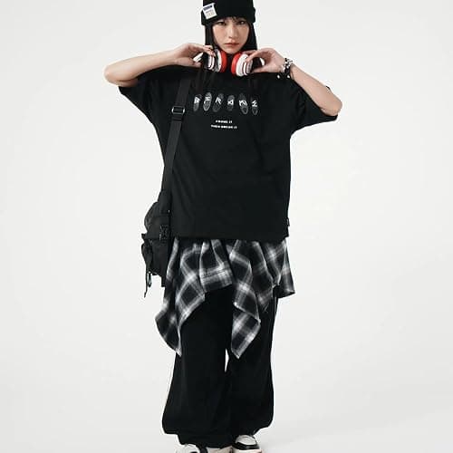 OULIGET Women's Grunge Mini Plaid Skirt,Hip-Hop One-Piece Tie Up Asymmetrical Skirt,Y2k Overlapping Jeans Decorate Skater thumbnail 2