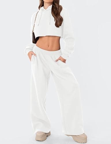 LOMON Wide Leg Sweatpants Women Fleece Sweat Pants Fall Clothes 2025 Teen Girl Baggy Jogger Sweatpant with Pockets thumbnail 3