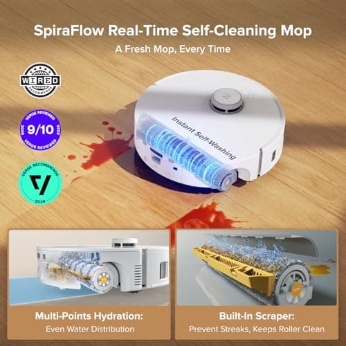 roborock Qrevo Curv 2 Flow Robot Vacuum and Mop, SpiraFlow Real-Time Self-Cleaning Roller Mop, 20,000 Pa, Dual Zero-Tangle System, AI Obstacle Avoidance, Heat-Washes & Dries Mop, Carpet Protection thumbnail 2